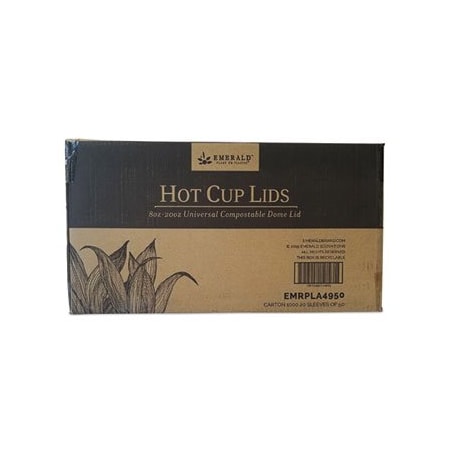 Emerald Plant to Plastic Fully Closed PLA Hot Cup Lid, Fits 8 oz to 20 oz, White, PK1000 PME01099